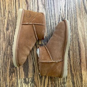 Short Genuine Shearling and Real Suede Boots- Classic Ultra Mini